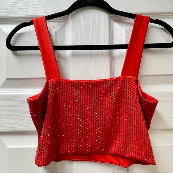 Crop rhinestone embellished stretchy sparkly sexy holiday party bralette tank - Picture 2 of 9